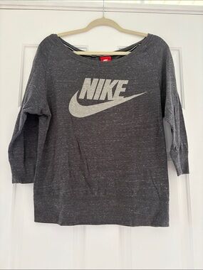 Nike Gray Logo Off the Shoulder Shirt